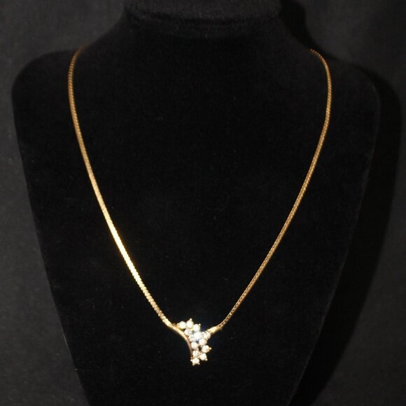 Fashion Gold tone and Rhinestone Necklace - Picture 1 of 6